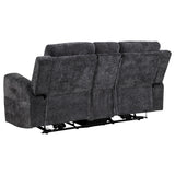Kennett Dark Gray Chenille Upholstered Power Reclining Loveseat from Coaster - Luna Furniture