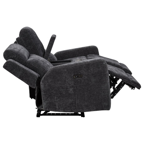 Kennett Dark Gray Chenille Upholstered Power Reclining Loveseat from Coaster - Luna Furniture