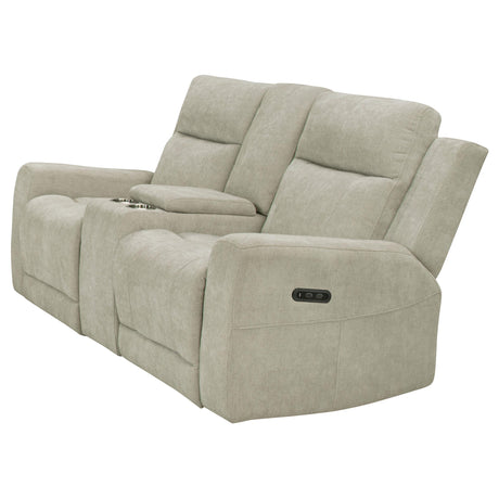 Kennett Ivory Chenille Upholstered Power Reclining Loveseat from Coaster - Luna Furniture