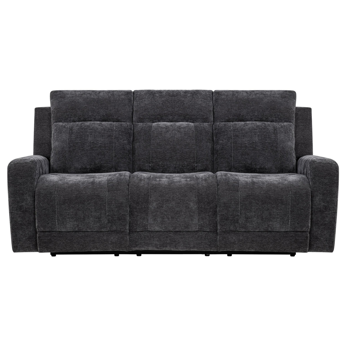 Kennett Dark Gray Chenille Upholstered Power Reclining Sofa from Coaster - Luna Furniture