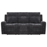 Kennett Dark Gray Chenille Upholstered Power Reclining Sofa from Coaster - Luna Furniture