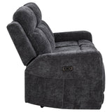 Kennett Dark Gray Chenille Upholstered Power Reclining Sofa from Coaster - Luna Furniture