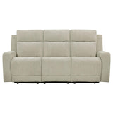 Kennett Ivory Chenille Upholstered Power Reclining Sofa from Coaster - Luna Furniture