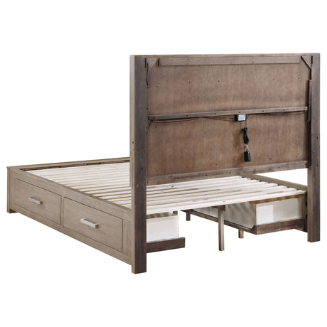 Kenora Barley Brown 56-inch Queen LED Storage Bed from Coaster - Luna Furniture
