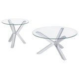 Kenzie Chrome 2-Piece Round Coffee and End Table Set from Coaster - Luna Furniture
