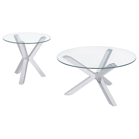Kenzie Chrome 2-Piece Round Coffee and End Table Set from Coaster - Luna Furniture