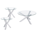 Kenzie Chrome 3-Piece Round Coffee and End Table Set from Coaster - Luna Furniture