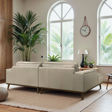 Kerrville Beige Leather Left Sectional Sofa from Ashcroft Furniture - Luna Furniture