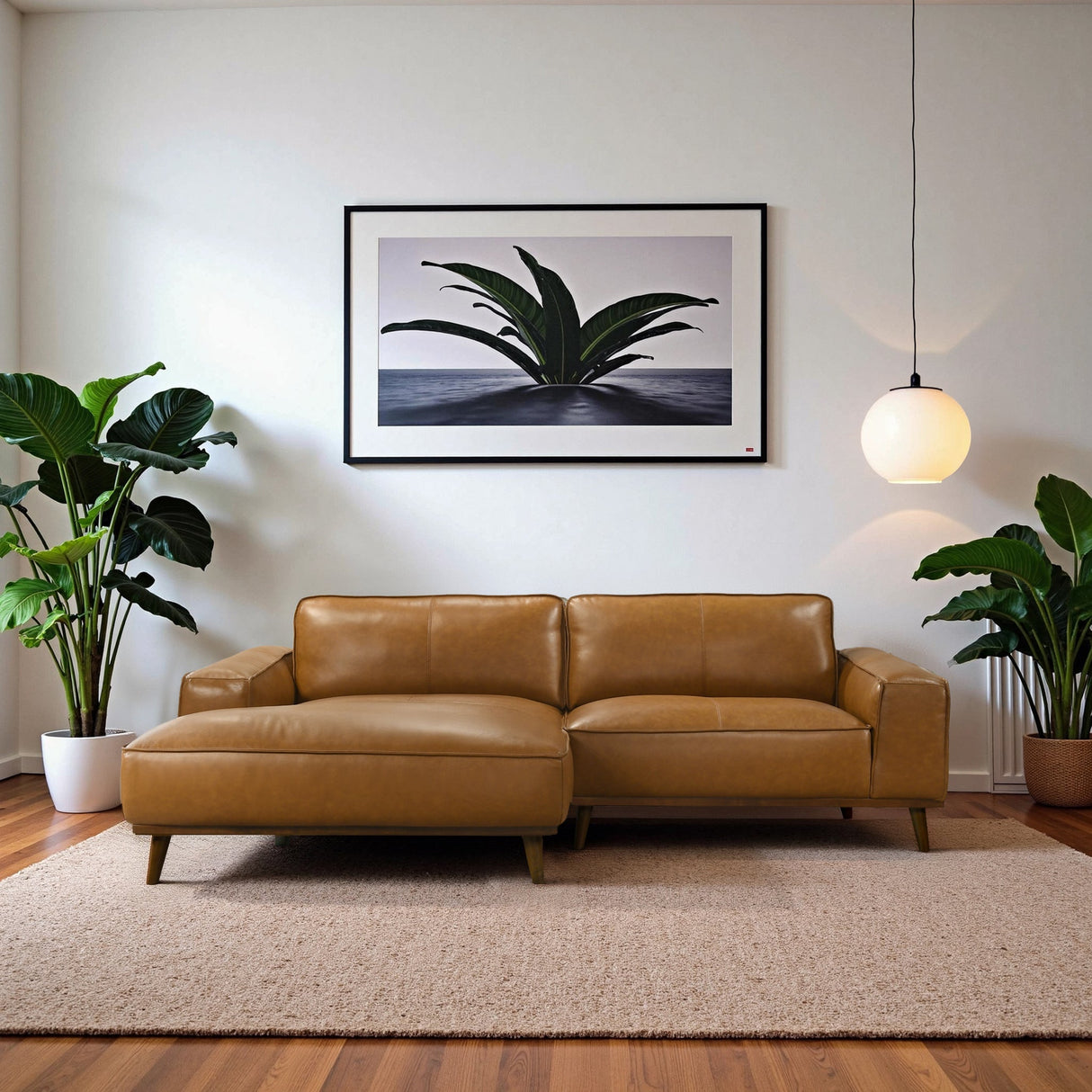 Kerrville Tan Leather Left Sectional Sofa from Midinmod - Luna Furniture