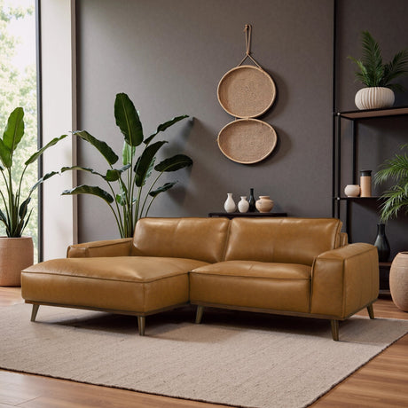 Kerrville Tan Leather Left Sectional Sofa from Midinmod - Luna Furniture