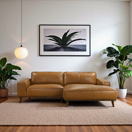 Kerrville Tan Leather Right Sectional Sofa from Ashcroft Furniture - Luna Furniture