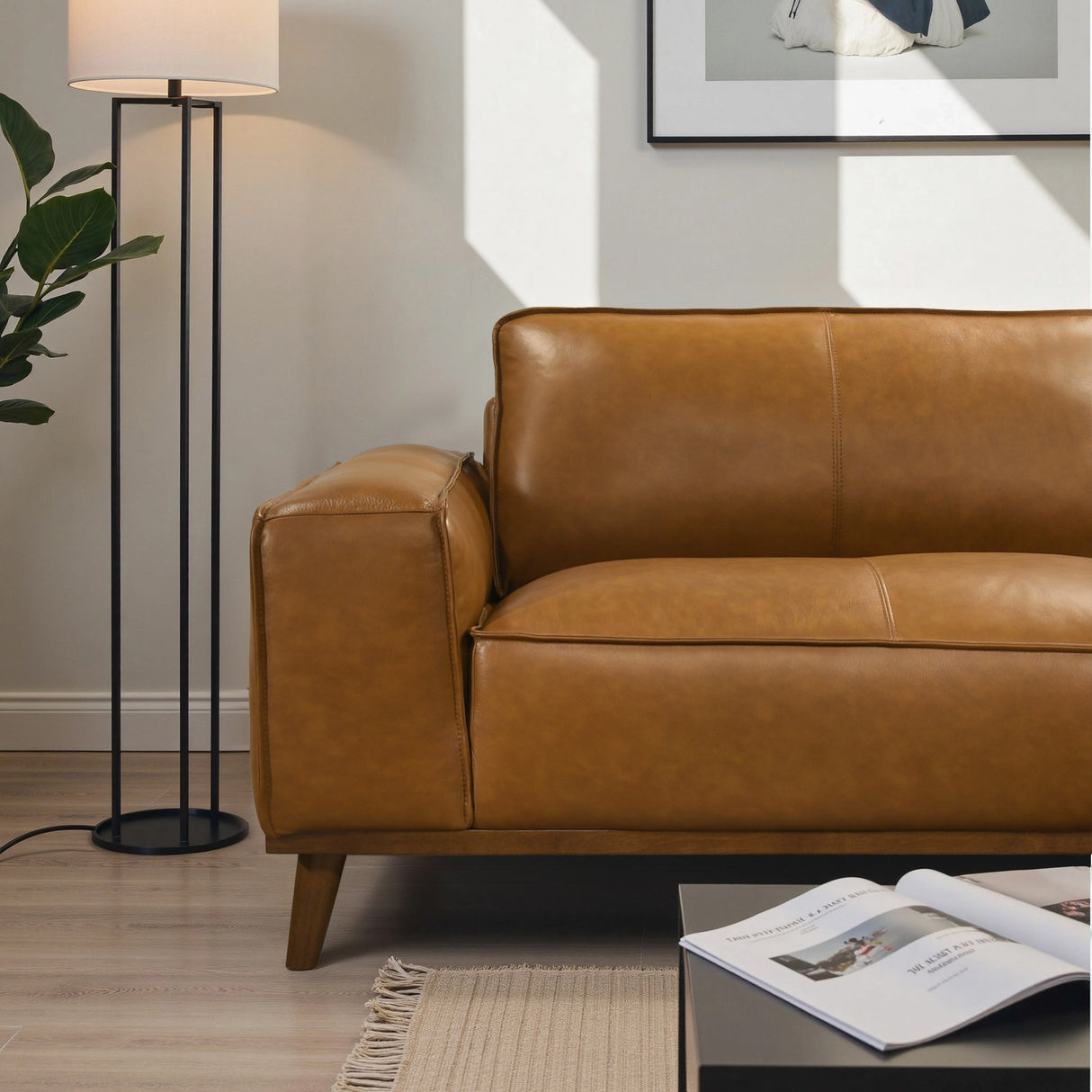 Kerrville Tan Leather Right Sectional Sofa from Ashcroft Furniture - Luna Furniture