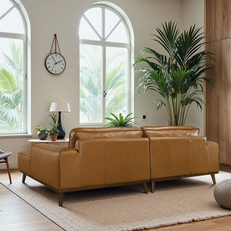 Kerrville Tan Leather Right Sectional Sofa from Ashcroft Furniture - Luna Furniture