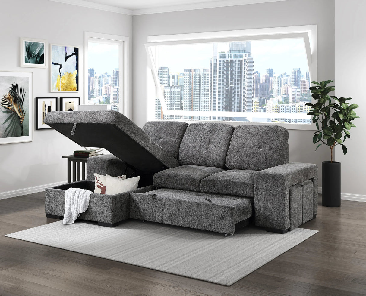 Kevin Gray Sectional With Pull-Out Bed from Happy Homes - Luna Furniture