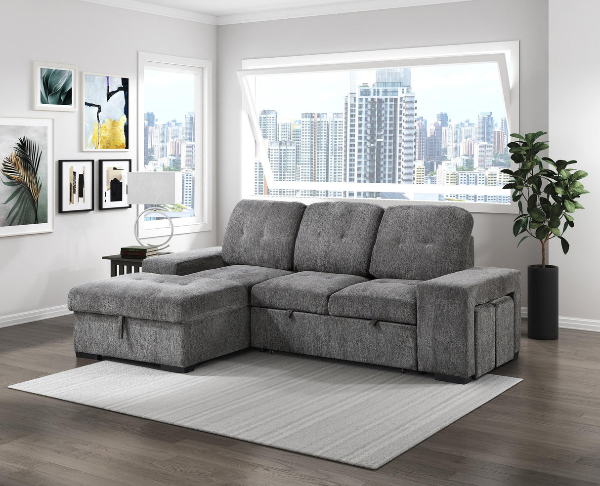 Kevin Gray Sectional With Pull-Out Bed from Happy Homes - Luna Furniture