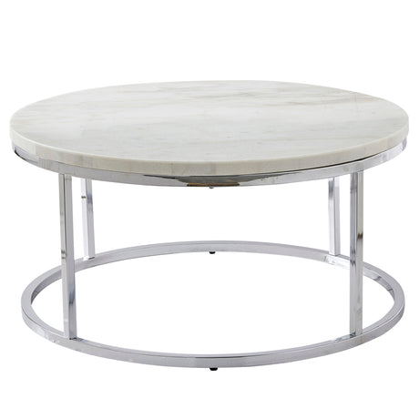 Echo White Marble Top Round Cocktail Table from Steve Silver - Luna Furniture