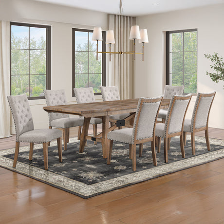 Riverdale Trestle Table with 8 RV700S Chairs in Brown from Steve Silver - Luna Furniture
