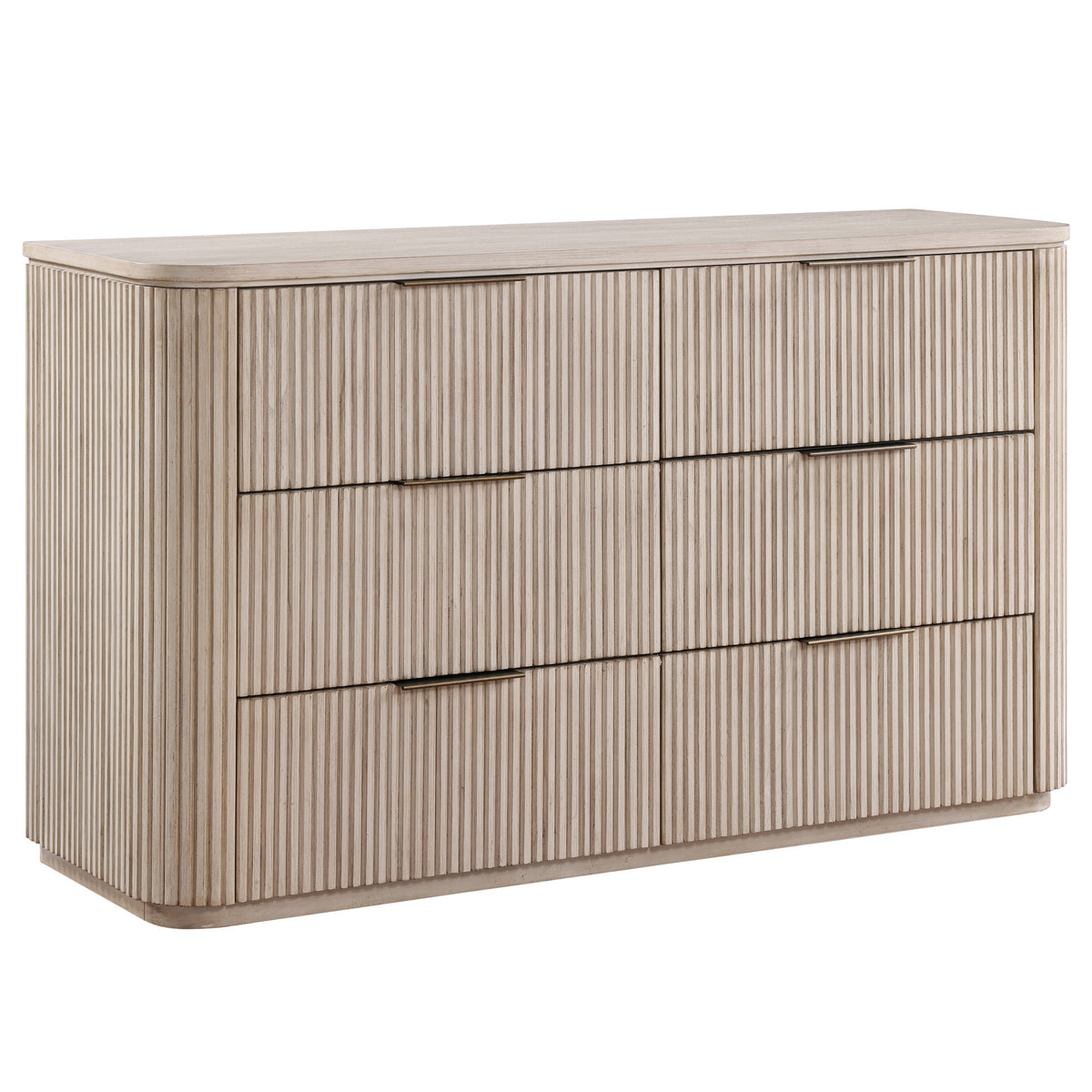 Henry 65″ 6-Drawer Reeded Dresser, Tan Finish from Steve Silver - Luna Furniture