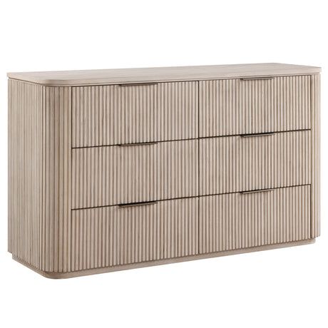 Henry Tan 65" 6-Drawer Reeded Dresser from Steve Silver - Luna Furniture