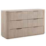 Henry 65″ 6-Drawer Reeded Dresser and Mirror, Tan Finish from Steve Silver - Luna Furniture