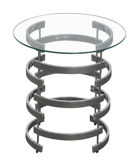 Tayside Chrome Glass Top End Table from Steve Silver - Luna Furniture