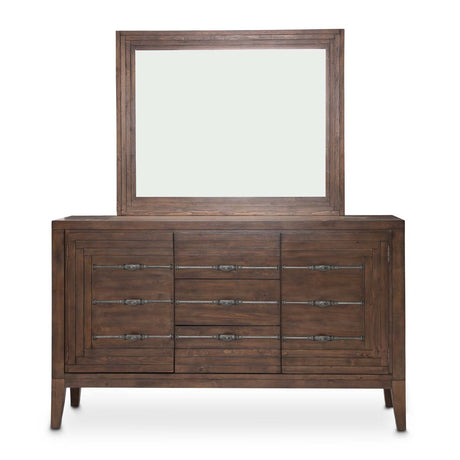 Carrollton Rustic Ranch Sideboard With Mirror from Michael Amini - Luna Furniture