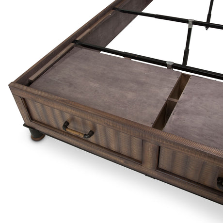 Crossings Reclaimed Barn Eastern King Panel Bed W/ Drawers from Michael Amini - Luna Furniture