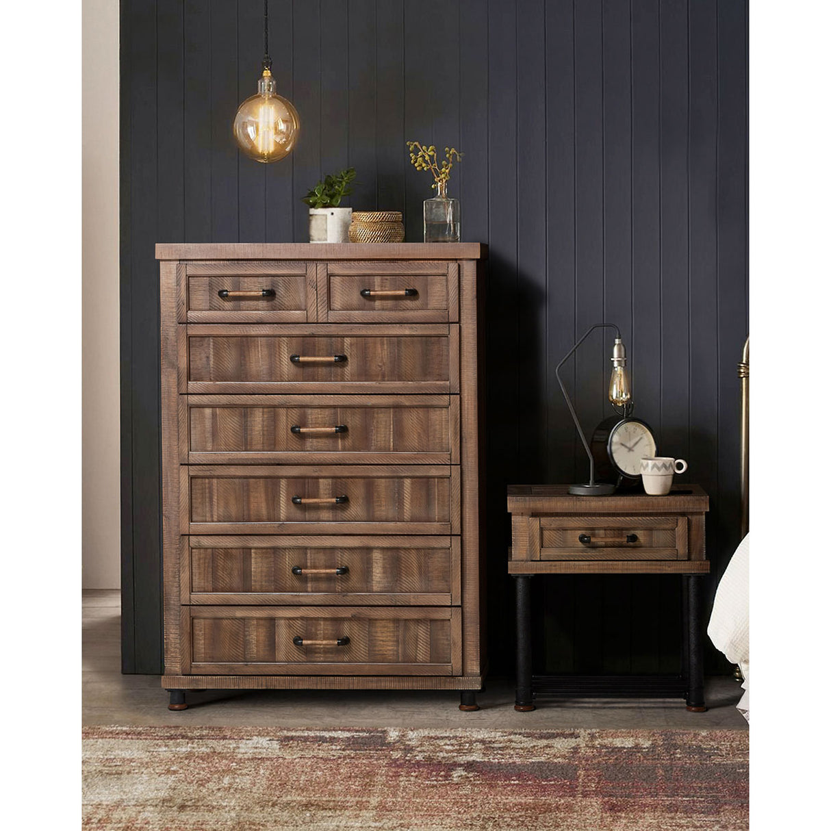 Crossings Reclaimed Barn Side Table W/ Drawer from Michael Amini - Luna Furniture