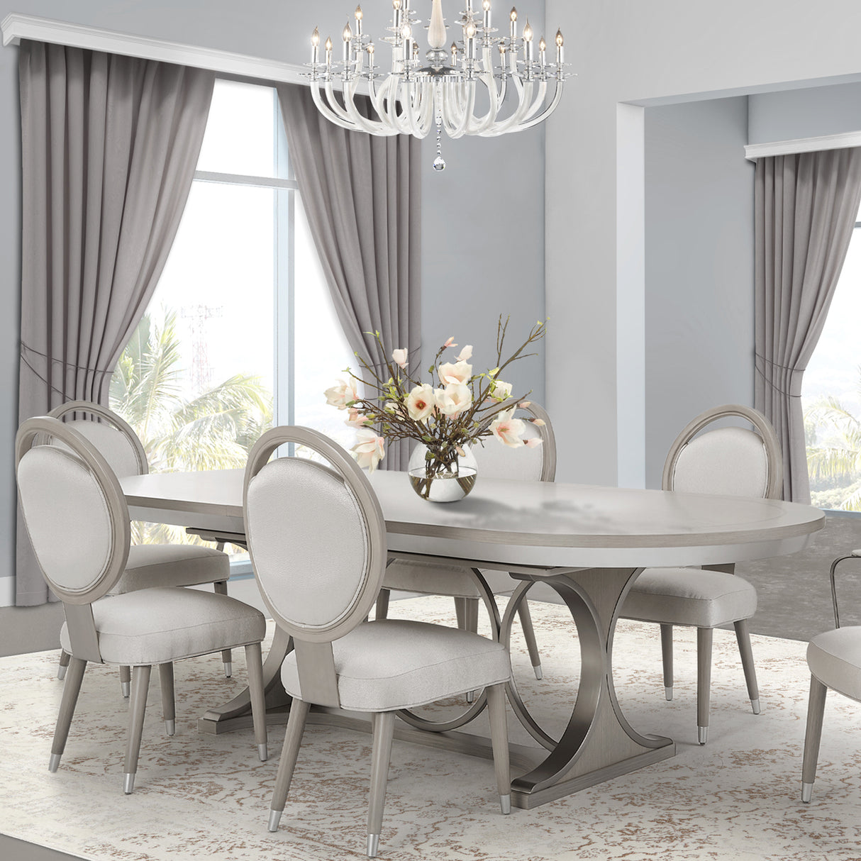 Eclipse Moonlight Oval Dining Table from Michael Amini - Luna Furniture