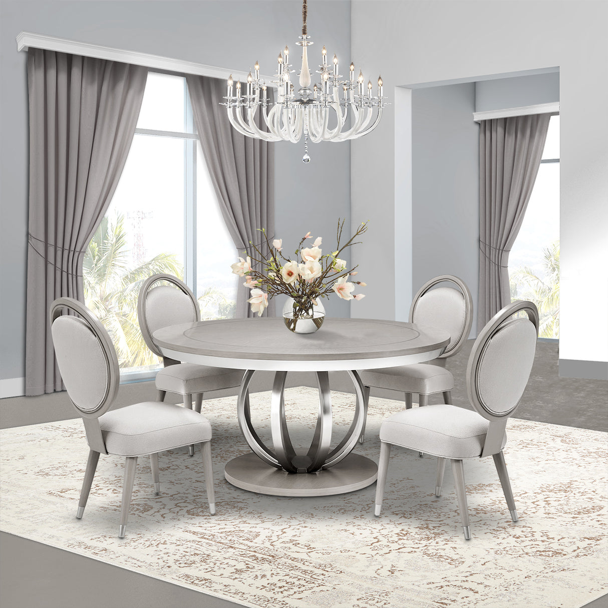 Eclipse Moonlight Round Dining Table from Michael Amini - Luna Furniture