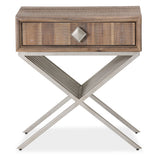 Hudson Ferry Driftwood Side Table With Drawer from Michael Amini - Luna Furniture