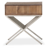 Hudson Ferry Driftwood Side Table With Drawer from Michael Amini - Luna Furniture