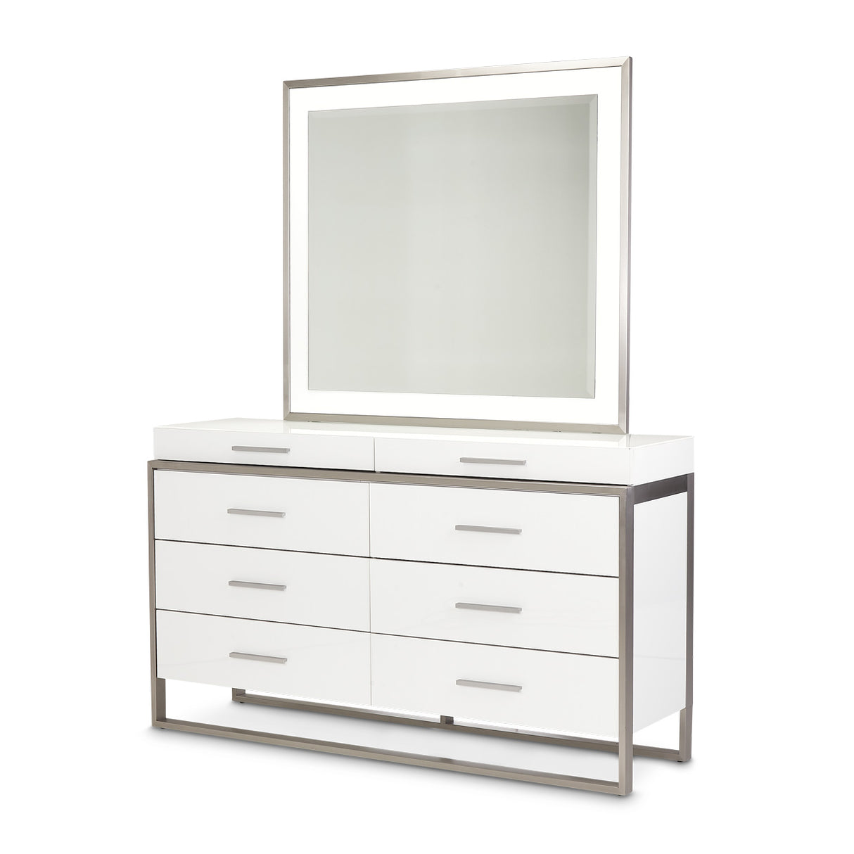 Marquee Cloud White Dresser With Mirror from Michael Amini - Luna Furniture