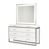 Marquee Cloud White Dresser With Mirror from Michael Amini - Luna Furniture