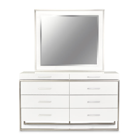 Marquee Cloud White Dresser With Mirror from Michael Amini - Luna Furniture