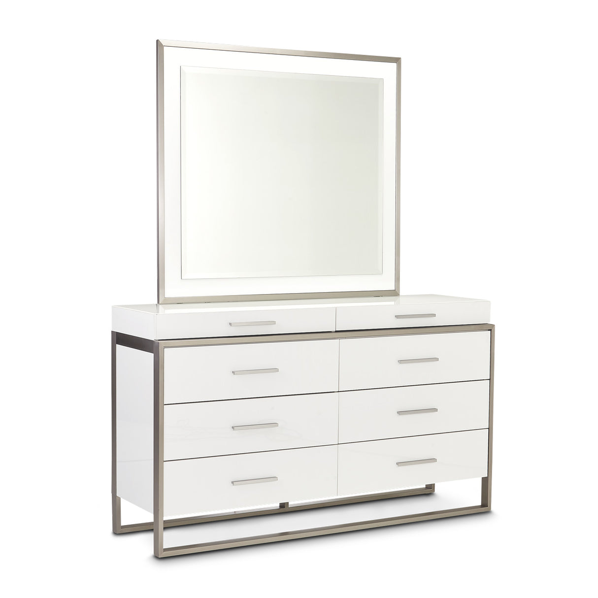 Marquee Cloud White Dresser With Mirror from Michael Amini - Luna Furniture