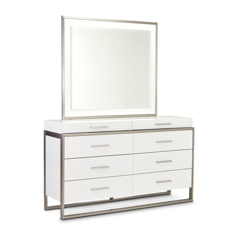 Marquee Cloud White Dresser With Mirror from Michael Amini - Luna Furniture