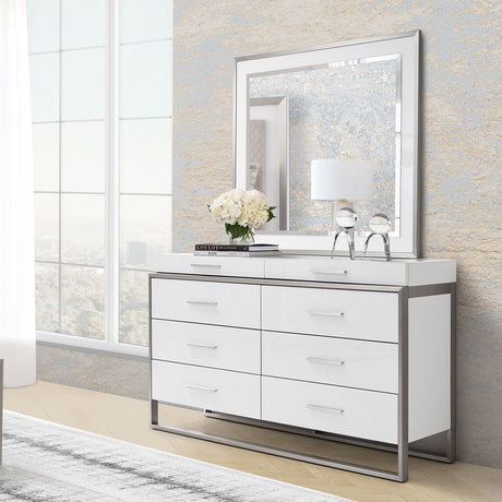Marquee Cloud White Dresser With Mirror from Michael Amini - Luna Furniture