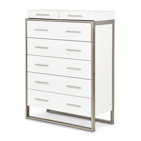 Marquee Cloud White 7-drawer Vertical Chest from Michael Amini - Luna Furniture
