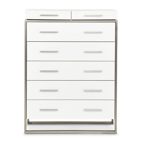 Marquee Cloud White 7-drawer Vertical Chest from Michael Amini - Luna Furniture