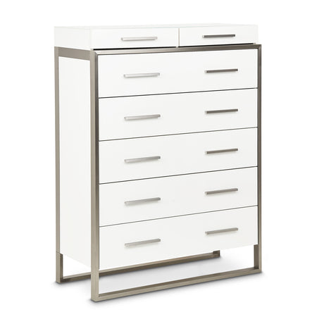 Marquee Cloud White 7-drawer Vertical Chest from Michael Amini - Luna Furniture