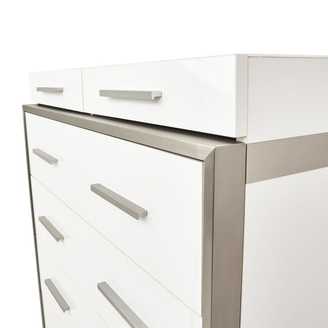 Marquee Cloud White 7-drawer Vertical Chest from Michael Amini - Luna Furniture