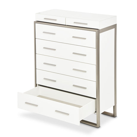Marquee Cloud White 7-drawer Vertical Chest from Michael Amini - Luna Furniture