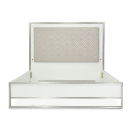 Marquee Cloud White Eastern King Panel Bed With Led Lighting from Michael Amini - Luna Furniture