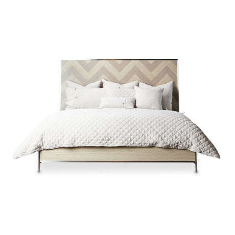 Silverlake Village Washed Oak Cal King Panel Bed (3 Pc) from Michael Amini - Luna Furniture