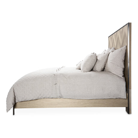 Silverlake Village Washed Oak Cal King Panel Bed (3 Pc) from Michael Amini - Luna Furniture