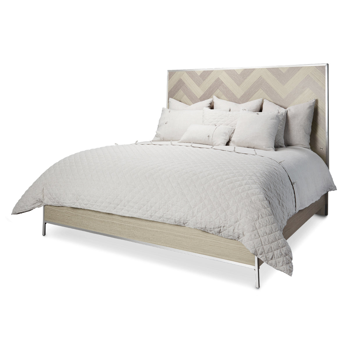 Silverlake Village Washed Oak Cal King Panel Bed (3 Pc) from Michael Amini - Luna Furniture