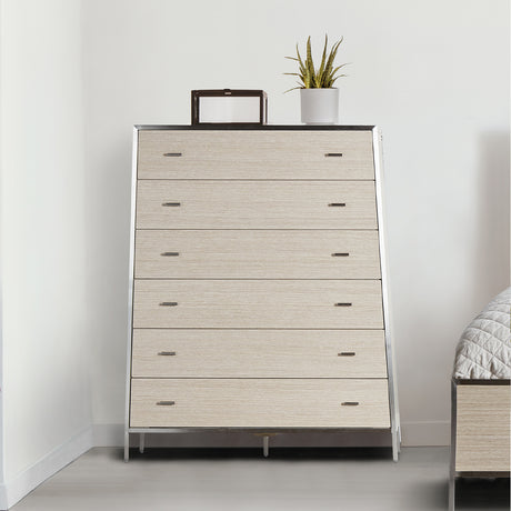 Silverlake Village Washed Oak 6-drawer Vertical Chest from Michael Amini - Luna Furniture