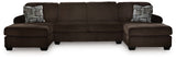 Kimlee Chocolate 3-Piece Double Chaise Sectional from Ashley - Luna Furniture