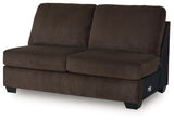 Kimlee Chocolate Armless Loveseat from Ashley - Luna Furniture